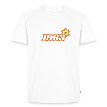 1963 Born with Retro Hippie Flower - Men's Premium Organic T-Shirt - white - Front - Nico (187cm)