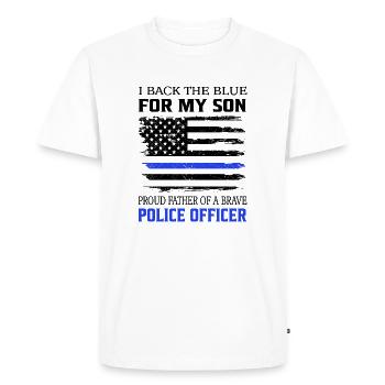 Police Officer I Back The Blue For My Son - Men's Premium Organic T-Shirt - white - Front - Nico (187cm)