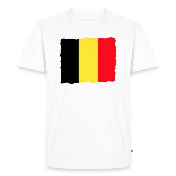Drapeau belge vintage Drapeau belge look vieilli - T-shirt Premium bio Homme - blanc - Devant - Nico (187cm)