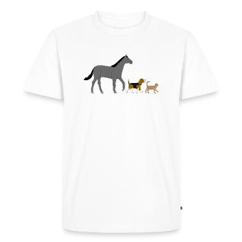 Cheval, chien, chat - T-shirt Premium bio Homme - blanc - Devant - Nico (187cm)