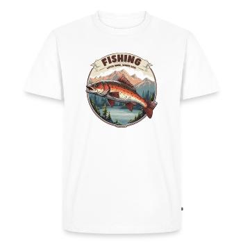 Fishing Catch more Worry less - Men's Premium Organic T-Shirt - white - Front - Nico (187cm)