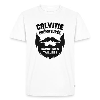 Calvitie prématurée, barbe bien taillée - T-shirt Premium bio Homme - blanc - Devant - Nico (187cm)