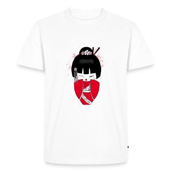 Poupée Kokeshi Japon porte-bonheur - T-shirt Premium bio Homme - blanc - Devant - Nico (187cm)