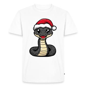 Serpent Cobra Noël Mignon - T-shirt Premium bio Homme - blanc - Devant - Nico (187cm)