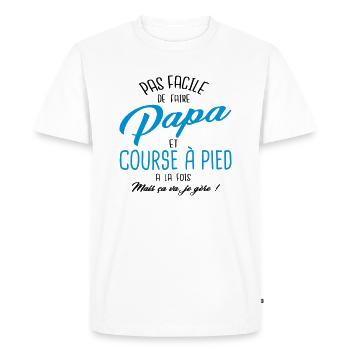 Papa et course à pied - T-shirt Premium bio Homme - blanc - Devant - Nico (187cm)
