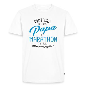 Papa et marathon - T-shirt Premium bio Homme - blanc - Devant - Nico (187cm)