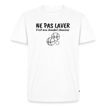 ne pas laver mon chandail chanceux pétanque - T-shirt Premium bio Homme - blanc - Devant - Nico (187cm)