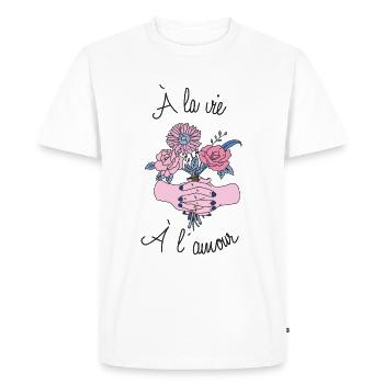 To life, to love - Men's Premium Organic T-Shirt - white - Front - Nico (187cm)