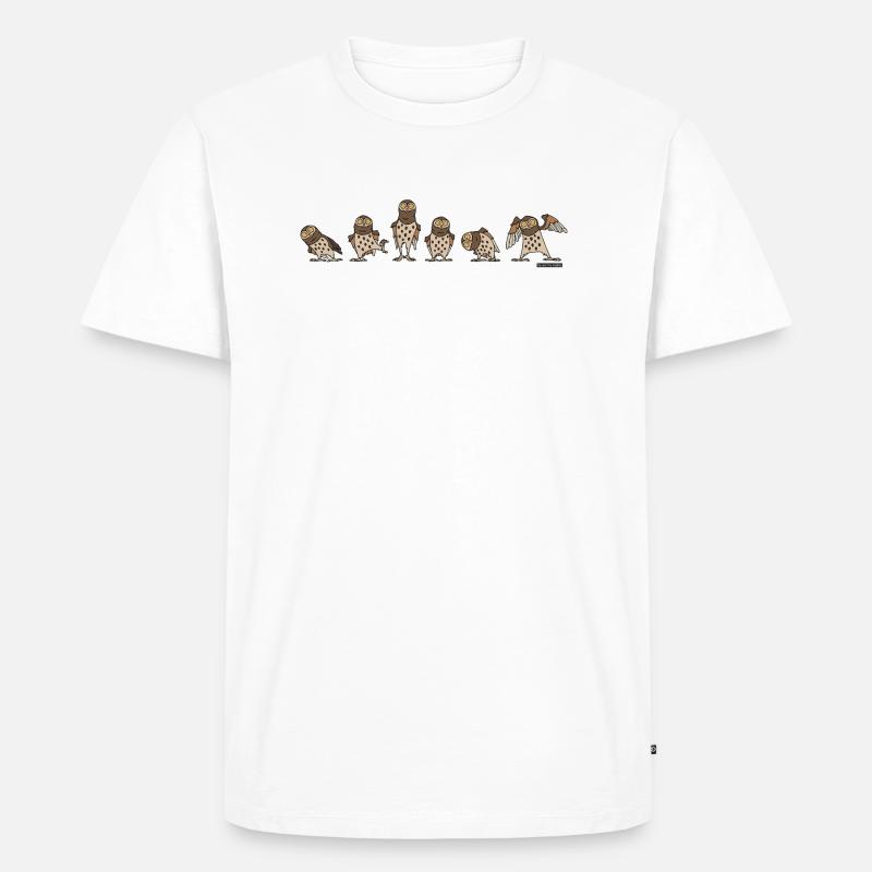 Eulen - Brown - Männer Premium Bio T-Shirt - Weiß