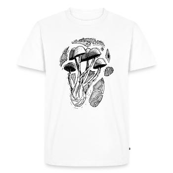 Champignons et géométrie - T-shirt Premium bio Homme - blanc - Devant - Nico (187cm)