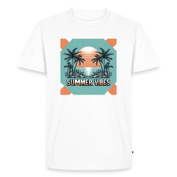 Ambiance estivale - T-shirt Premium bio Homme - blanc - Devant - Nico (187cm)