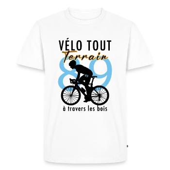 Vélo tout terrain à travers les bois - T-shirt Premium bio Homme - blanc - Devant - Nico (187cm)