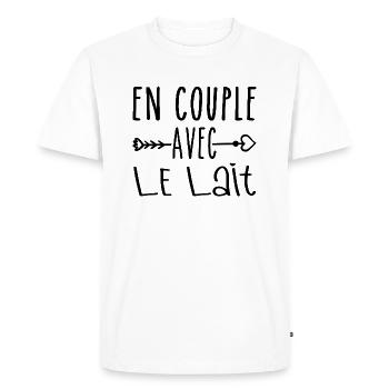 En Couple avec Lait, cadeau Fans de Lait - T-shirt Premium bio Homme - blanc - Devant - Nico (187cm)