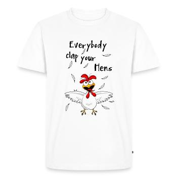 Tout le monde applaudit tes poules - T-shirt Premium bio Homme - blanc - Devant - Nico (187cm)