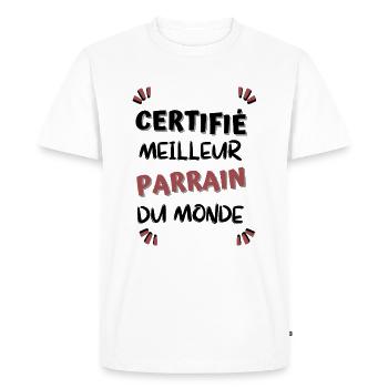 Certifiée meilleur parrain du monde ! parrain - T-shirt Premium bio Homme - blanc - Devant - Nico (187cm)