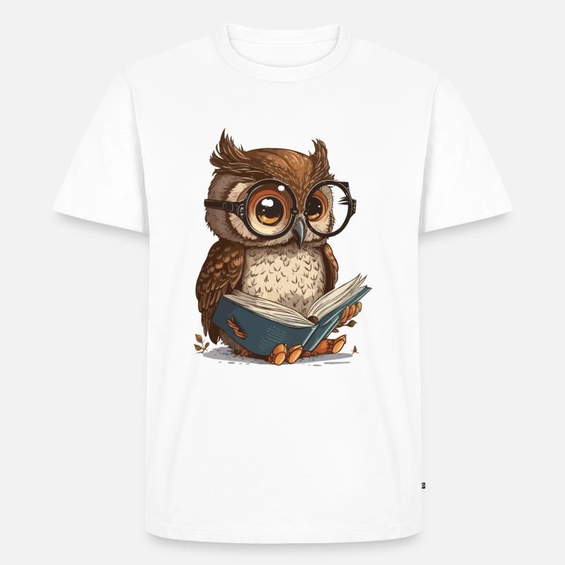 Weise Eule - Männer Premium Bio T-Shirt - Weiß
