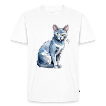Chat bleu russe Aquarelle - T-shirt Premium bio Homme - blanc - Devant - Nico (187cm)