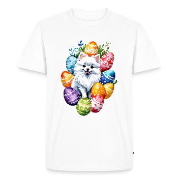 Poméranien Poméranien Aquarelle de Pâques - T-shirt Premium bio Homme - blanc - Devant - Nico (187cm)