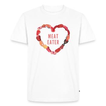 Meat Eater Design Meat Fish Sausage Heart - Men's Premium Organic T-Shirt - white - Front - Nico (187cm)