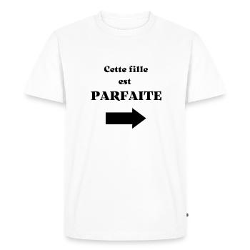 design "cette fille est parfaite" - T-shirt Premium bio Homme - blanc - Devant - Nico (187cm)