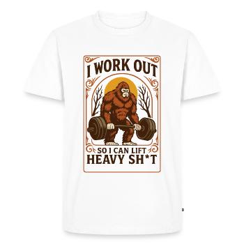 Funny Bigfoot Workout Saying - Men's Premium Organic T-Shirt - white - Front - Nico (187cm)
