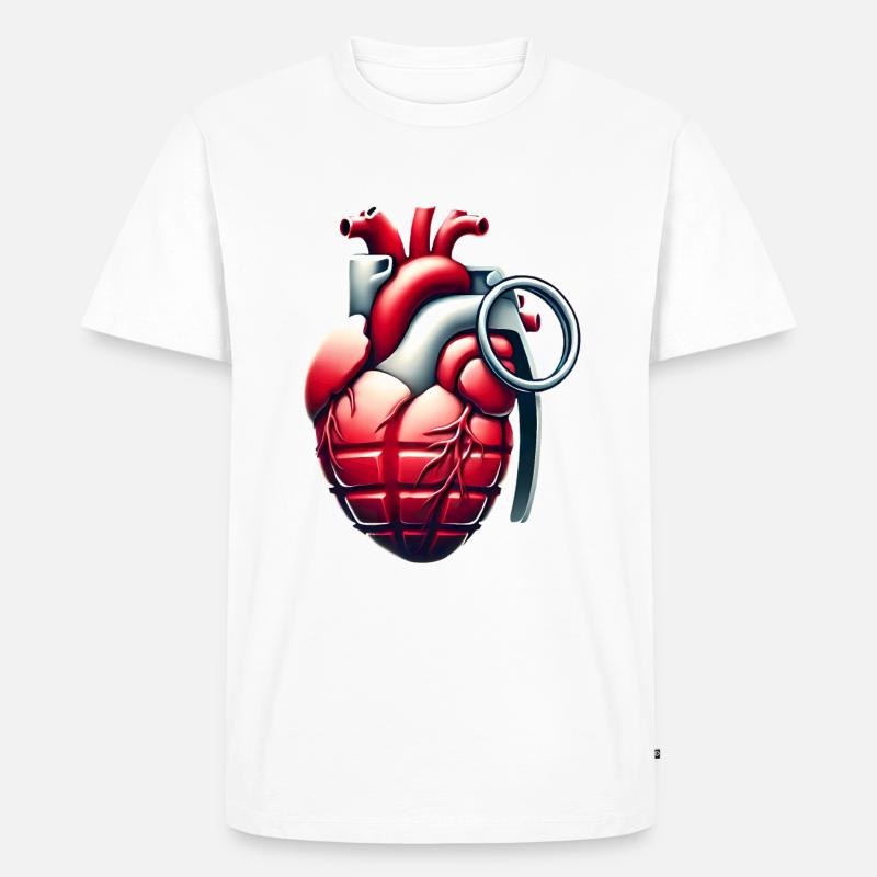 Explosive Herzgranate Design - Männer Premium Bio T-Shirt - Weiß