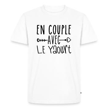 En Couple avec Yaourt, cadeau Fans de Yaourt - T-shirt Premium bio Homme - blanc - Devant - Nico (187cm)