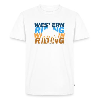 équitation Western - T-shirt Premium bio Homme - blanc - Devant - Nico (187cm)