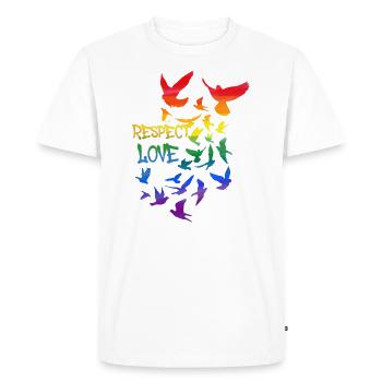 respect love ,love, deaf, graffiti, rainbow - Men's Premium Organic T-Shirt - white - Front - Nico (187cm)