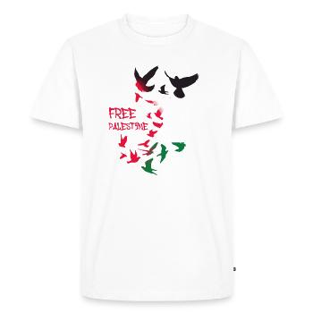 Palestine libre,pigeons,oiseaux,troupeau d’oiseaux,drapeau - T-shirt Premium bio Homme - blanc - Devant - Nico (187cm)