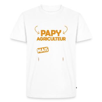 Papy - Agriculteur - Agricole - Ferme - Cadeau - T-shirt Premium bio Homme - blanc - Devant - Nico (187cm)
