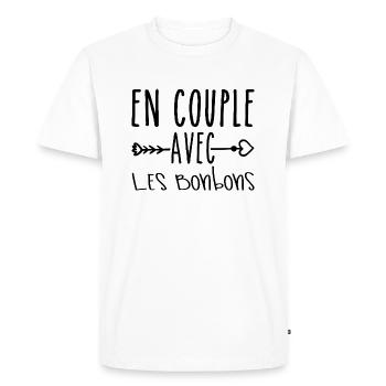 En Couple avec Bonbons, cadeau Fans de Bonbons - T-shirt Premium bio Homme - blanc - Devant - Nico (187cm)