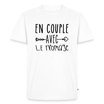 En Couple avec Fromage, cadeau Fans de Fromage - T-shirt Premium bio Homme - blanc - Devant - Nico (187cm)