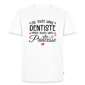 Je Suis Une Dentiste, Mais Aussi Une Princesse - T-shirt Premium bio Homme - blanc - Devant - Nico (187cm)