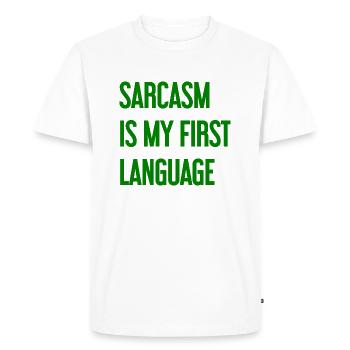 Sarcasm Pro - Men's Premium Organic T-Shirt - white - Front - Nico (187cm)