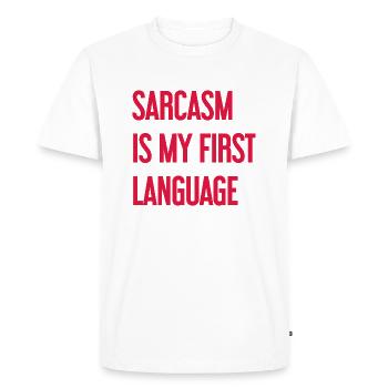 Sarcasm Pro - Men's Premium Organic T-Shirt - white - Front - Nico (187cm)