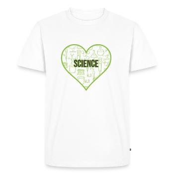 SCIENCE HEART HEAT - Men's Premium Organic T-Shirt - white - Front - Nico (187cm)