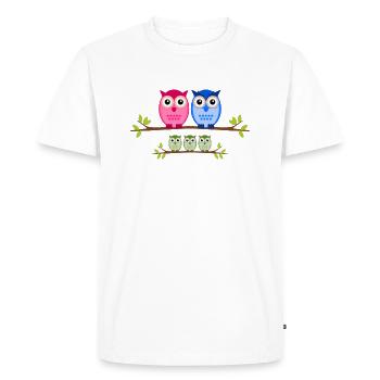 Hiboux triplés - T-shirt Premium bio Homme - blanc - Devant - Nico (187cm)