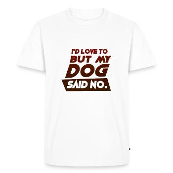 Chien dit non aux amoureux des chiens - T-shirt Premium bio Homme - blanc - Devant - Nico (187cm)