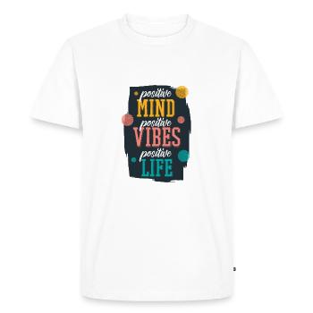 Attitudes positives vibrations positives - T-shirt Premium bio Homme - blanc - Devant - Nico (187cm)