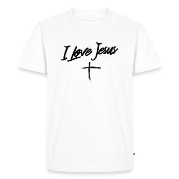 Jésus - j'aime Jésus - T-shirt Premium bio Homme - blanc - Devant - Nico (187cm)