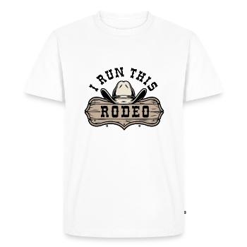 Je cours ce rodéo - T-shirt Premium bio Homme - blanc - Devant - Nico (187cm)