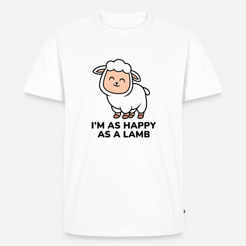 Ich bin so glücklich wie ein Lamm - Männer Premium Bio T-Shirt - Weiß