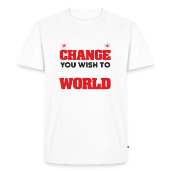 Soyez le CHANGEMENT - que vous souhaitez voir dans le MONDE - T-shirt Premium bio Homme - blanc - Devant - Nico (187cm)