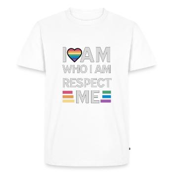 je suis qui je suis respectez moi arc-en-ciel unisexe - T-shirt Premium bio Homme - blanc - Devant - Nico (187cm)