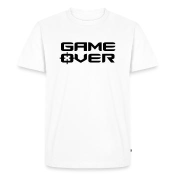 GameOver - BLACK - PrintShirt.at - Men's Premium Organic T-Shirt - white - Front - Nico (187cm)