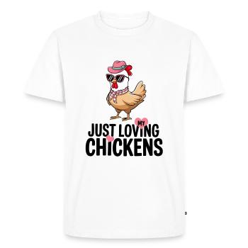 I Love My Chickens - Funny Chickens Cartoon - Men's Premium Organic T-Shirt - white - Front - Nico (187cm)
