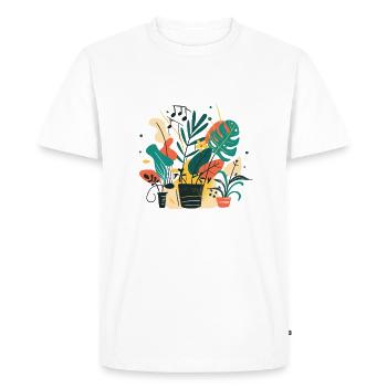 Plantes et musique - Impression de mode de haute qualité - T-shirt Premium bio Homme - blanc - Devant - Nico (187cm)