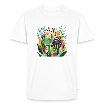 Plantes et musique - Impression de mode de haute qualité - T-shirt Premium bio Homme - blanc - Devant - Nico (187cm)