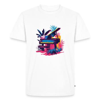 Plantes et musique - Impression de mode de haute qualité - T-shirt Premium bio Homme - blanc - Devant - Nico (187cm)